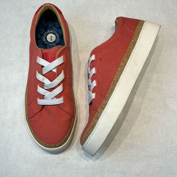 Spenco Women’s Hermosa Coral Slip On Canvas Tennis Shoes Sz 9.5 D WIDE Lace Up - Picture 1 of 8
